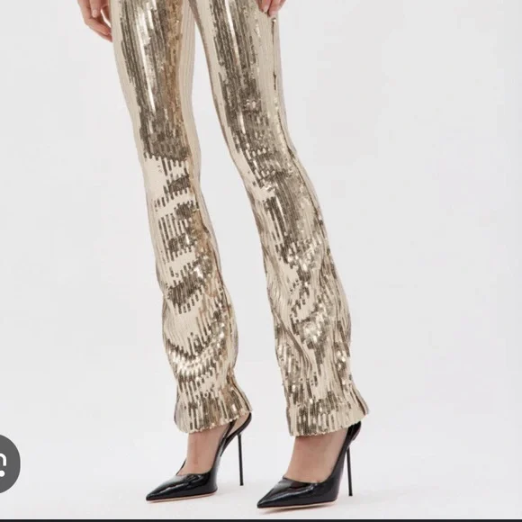 LaQuan Smith Gold Liquid Sequin Pants - Small - Picture 3 of 11